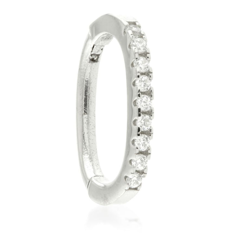 Pavé Rook Seamless Hinge Oval Ring - White Gold - TLROOK2-14K-W-1.2-7