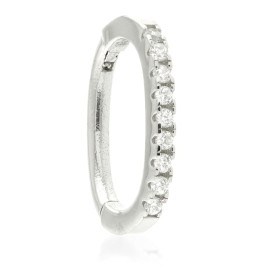 Pavé Rook Seamless Hinge Oval Ring - White Gold - TLROOK2-14K-W-1.2-7