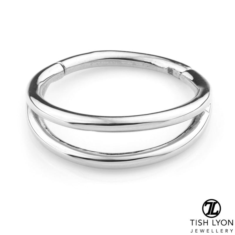 Double Band Hinge Conch Ring - White Gold - TLCONCH4-14K-W