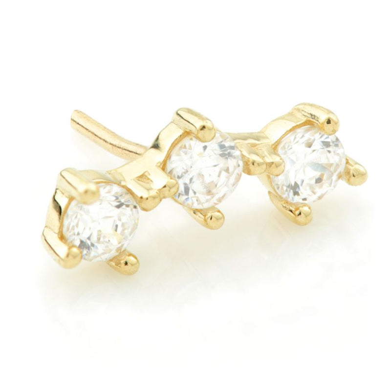 Triple Gem Threadless Attachment - Yellow Gold- TLPOP11-Y