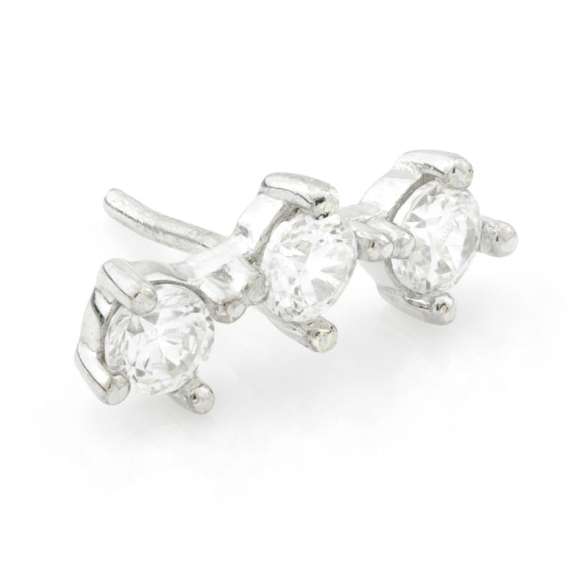 Triple Gem Threadless Attachment - White Gold - TLPOP11-W