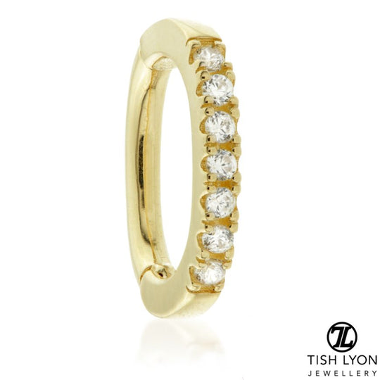 Pavé Rook Seamless Hinge Oval Ring - Gold - TLROOK2-14K-Y-1.2-7