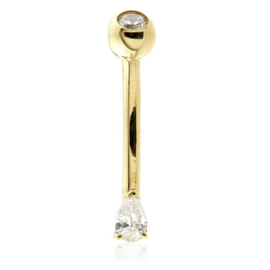 Tear Rook Bar Earring - Gold - TLRKBAR2-14K-Y-1.2-8