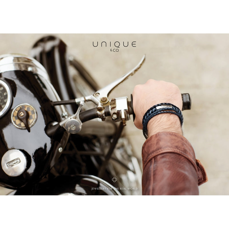 unique-antique-black-leather-stainless-steel-bracelet-a40abl-21cm