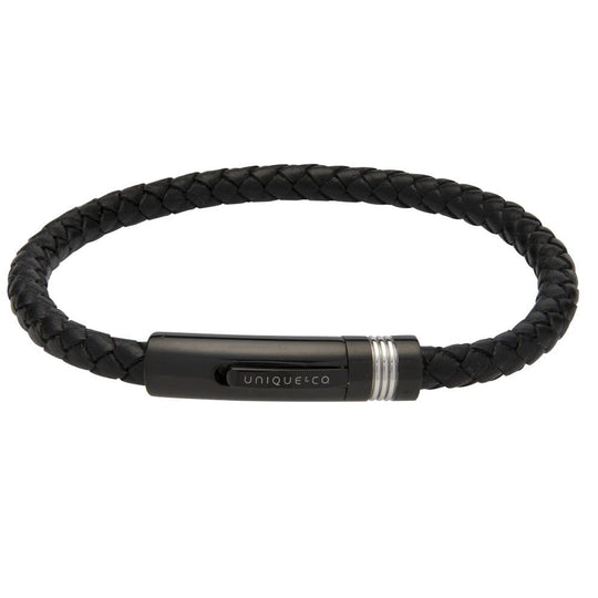 Black Leather Bracelet - B432BL/21CM