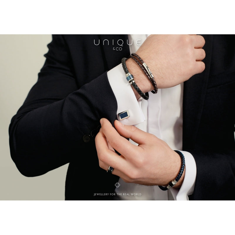 unique-leather-bracelet-black-b226bl-19cm