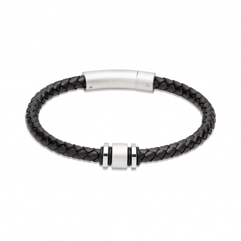 unique-leather-bracelet-black-b510bl-21cm