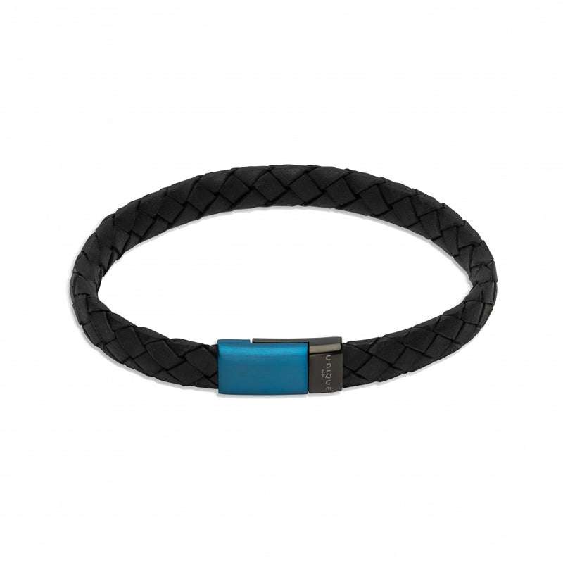unique-leather-bracelet-black-blue-b495blue-21cm