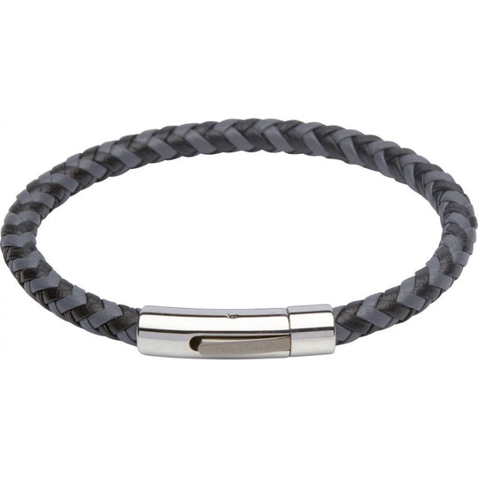 Leather Bracelet - Grey/Black - B284GR/19CM