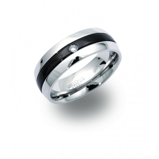 Stainless Steel CZ Men's Ring - R9108CZ-62