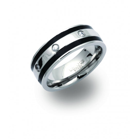Stainless Steel CZ Men's Ring - R9109CZ-60