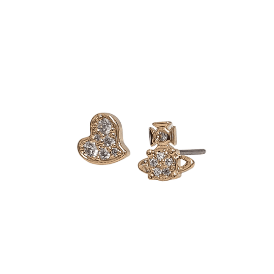 Brandita Heart & Orb Studs - Gold - 62010301-02R102-CN