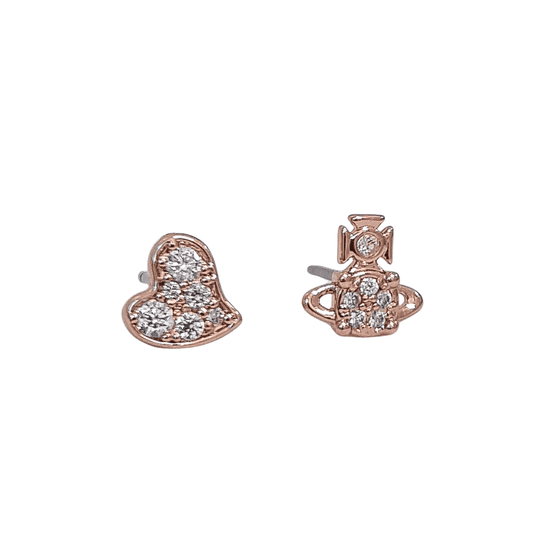 Brandita Heart & Orb Studs - Rose Gold - 62010301-02G103-CN