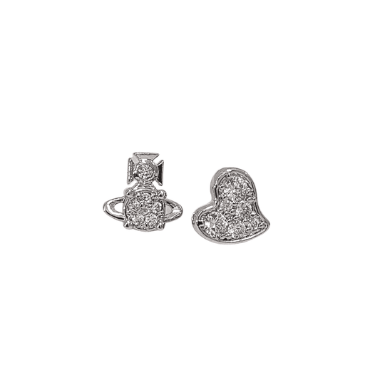 Brandita Heart & Orb Studs - Silver - 62010301-02P102-CN