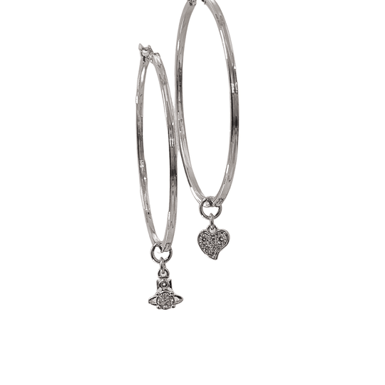 Brandita Hoop Earrings Orb & Heart - Silver - 6203006A-02P102-CN