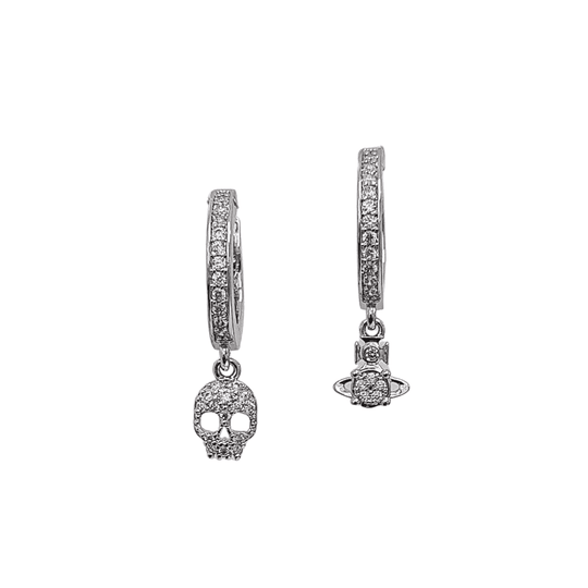 Brandita Skull & Orb Hoop Earrings - Silver - 62030064-02P102-CN