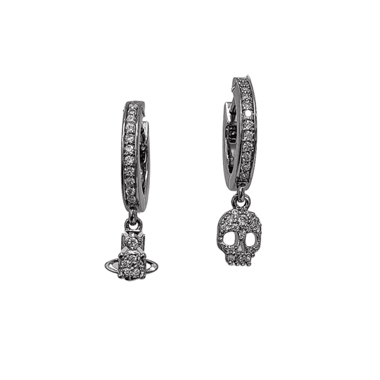 Brandita Skull & Orb Hoops - Ruthenium - 62030064-02S104-CN