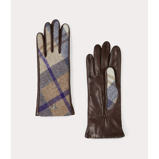 Classic Long Gloves - Brown Tartan - Medium - 82020015-11102-MP