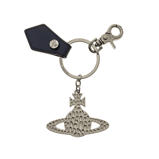 Debbie Hammered Orb Keyring - Silver/Black - 82030016-01947-N41