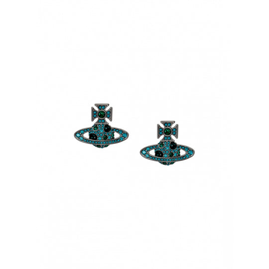 Francette Bas Relief Earrings - Ruthenium/Blue - 62010306-02S239-CN