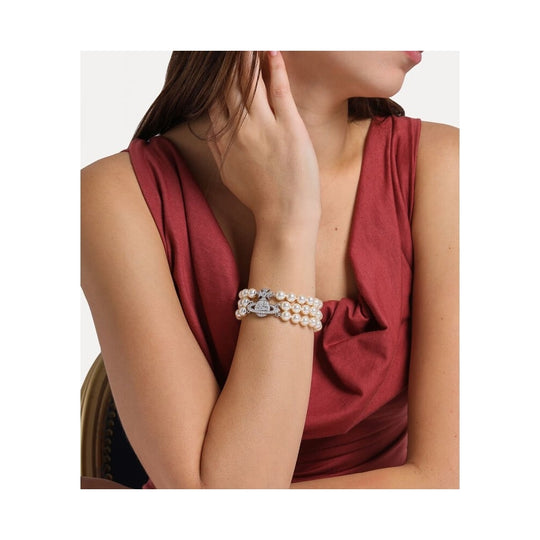 Graziella 3 Row Pearl Bracelet - Silver - 61030069-02P132-IM-W1