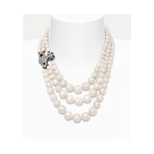 Graziella 3 Row Pearl Necklace - Silver - 63010105-02P132-IM