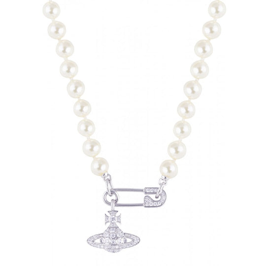 Lucrece Pearl Necklace - Silver - 63010072-W228-IM