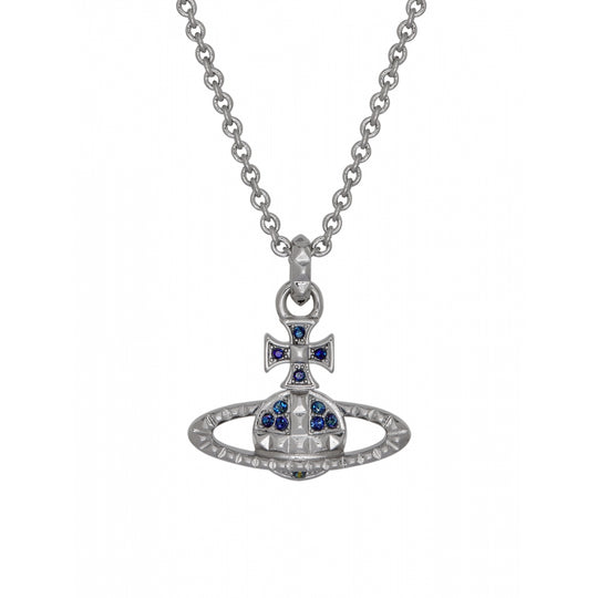 Mayfair Bas Relief Pendant - Rhodium/Blue - 63020052-02W112-MY