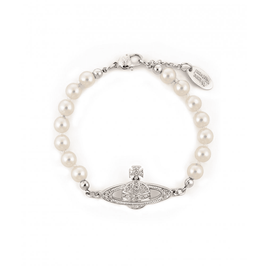 Mini Bas Relief Pearl Bracelet - Rhodium - 61030001-W127-CN