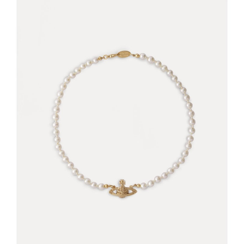 Mini Bas Relief Pearl Choker White Gold 63030006-R122-CN