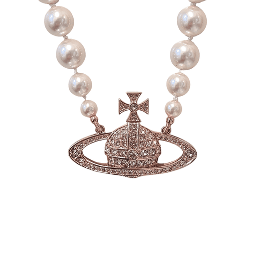 One Row Pearl Bas Relief Choker - Rose - 63010106-02G128-CN-W1