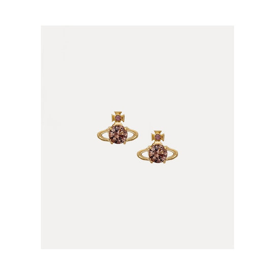 Reina Earrings - Gold/Brown - 62010070-02R446-SM