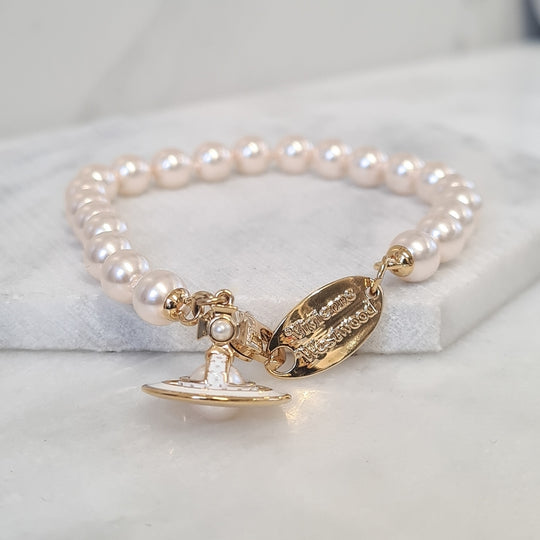 Simonetta Pearl Bracelet - Gold/White - 61020174-02R125-CN