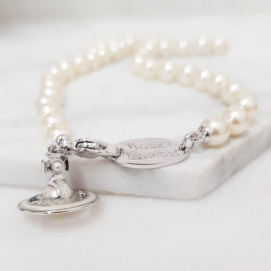 Simonetta Pearl Choker - Cream & Silver - 63010085-02W360-CN